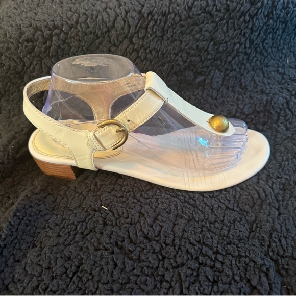 Coach Cream Sandals with Gold Buckle - Picture 2 of 14